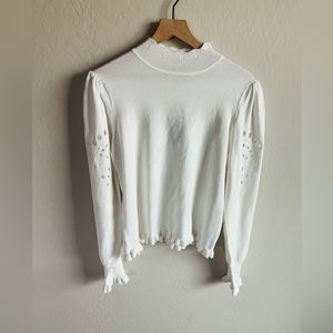 Joseph A Women’s White Mock Neck Cut Out Sleeve Sweater NWT Size XL